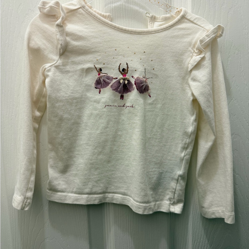 Janie and Jack Cream Long Sleeve Ballet Tee